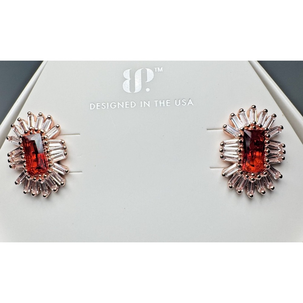 Bomb Party January Earrings ER26578 Only For Icons Rose Gold Plated Garnet CZ